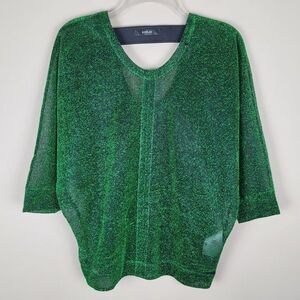 Replay Size XS Shimmery Sparke 3/4 Sleeve Top Top Sheer Lightweight Green